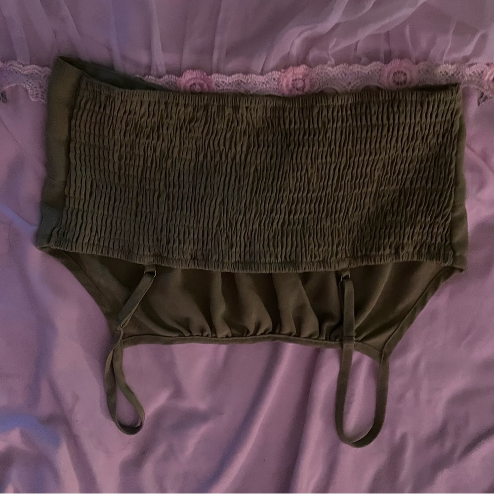 Olive Green Smocked Tube Top